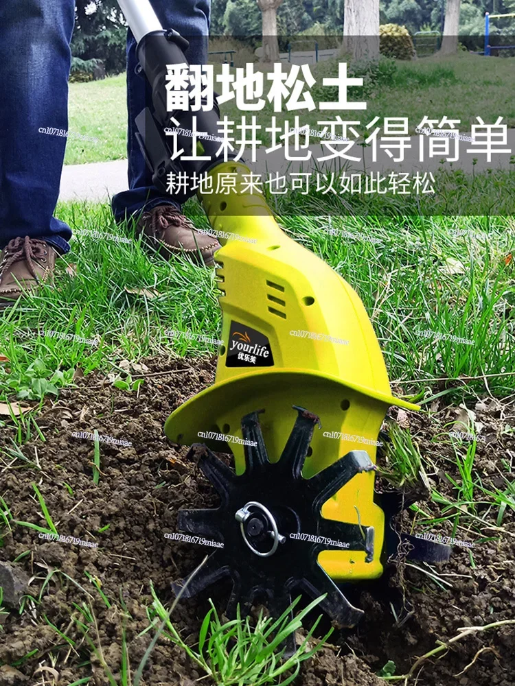 Handheld lithium battery micro-tiller, scarifier, agricultural tiller, small household electric hoe rotary tiller