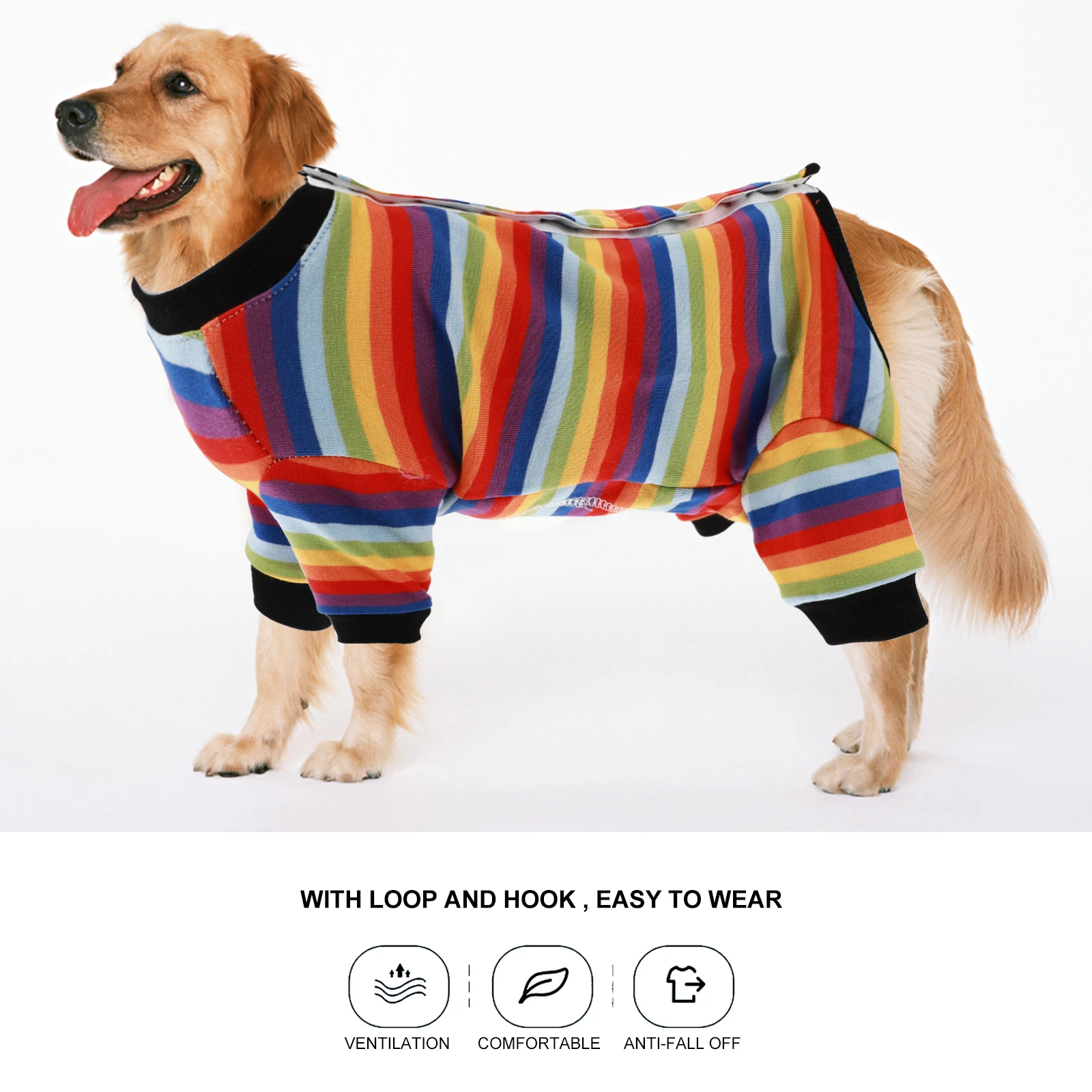 

Pet Dog Surgical Suit Rainbow Anti-Lick Wound Protection Recovery Clothes Puppy Sterilization Pet Apparel After Surgery