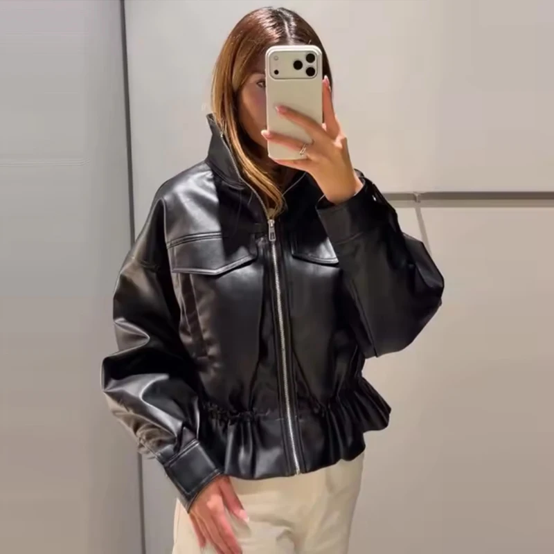 Women's Jackets Autumn 2026 New Fashion Youth PU Leather Warm Jackets Blouse Women's Fall Street Travel Holiday Comfortable Coat