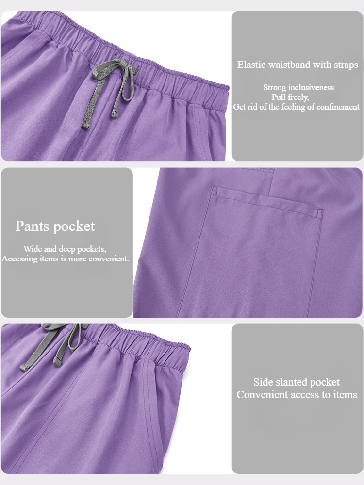 Basic Pro Medical Uniform Scrub Sets Women Men 2 Piece V Neck Top Drawstring Pants Pro Heather Nursing Slim Tunic XSY-42168