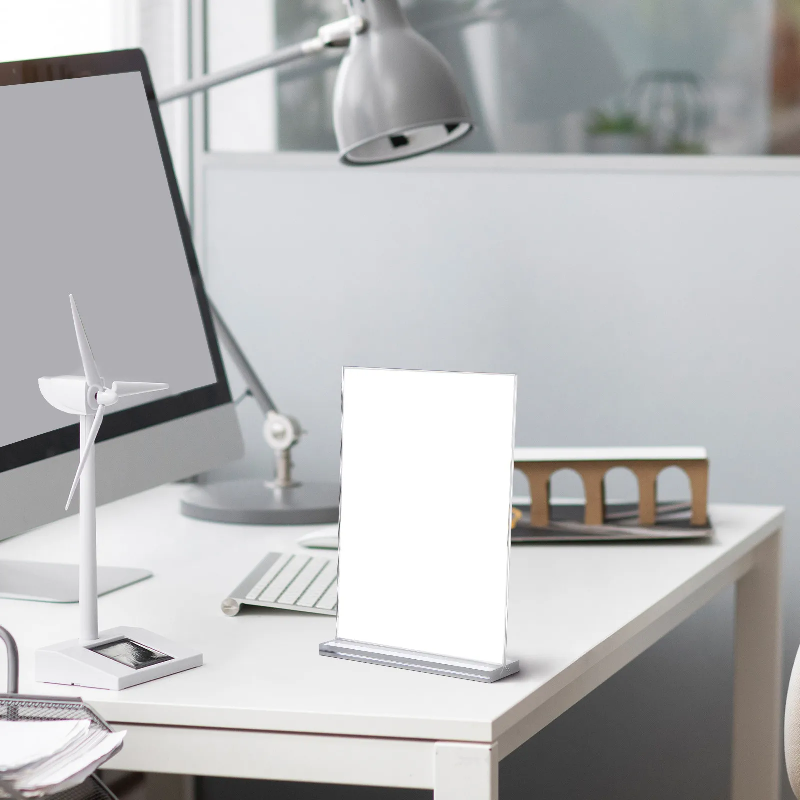 

6Pcs Transparent Acrylic Display Stand Sturdy Sign Holder for Desk Menus Labels Brochures A5 Document Organizer