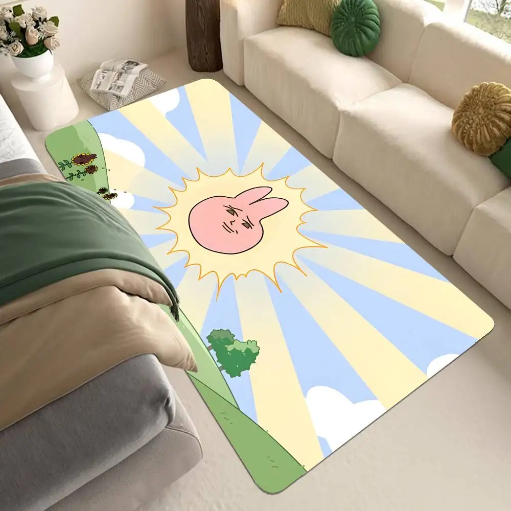 My F-Friend Pink Rabbit Funny Anime Floor Mat INS Style Soft Bedroom Floor House Laundry Room Mat Anti-skid Household Carpets