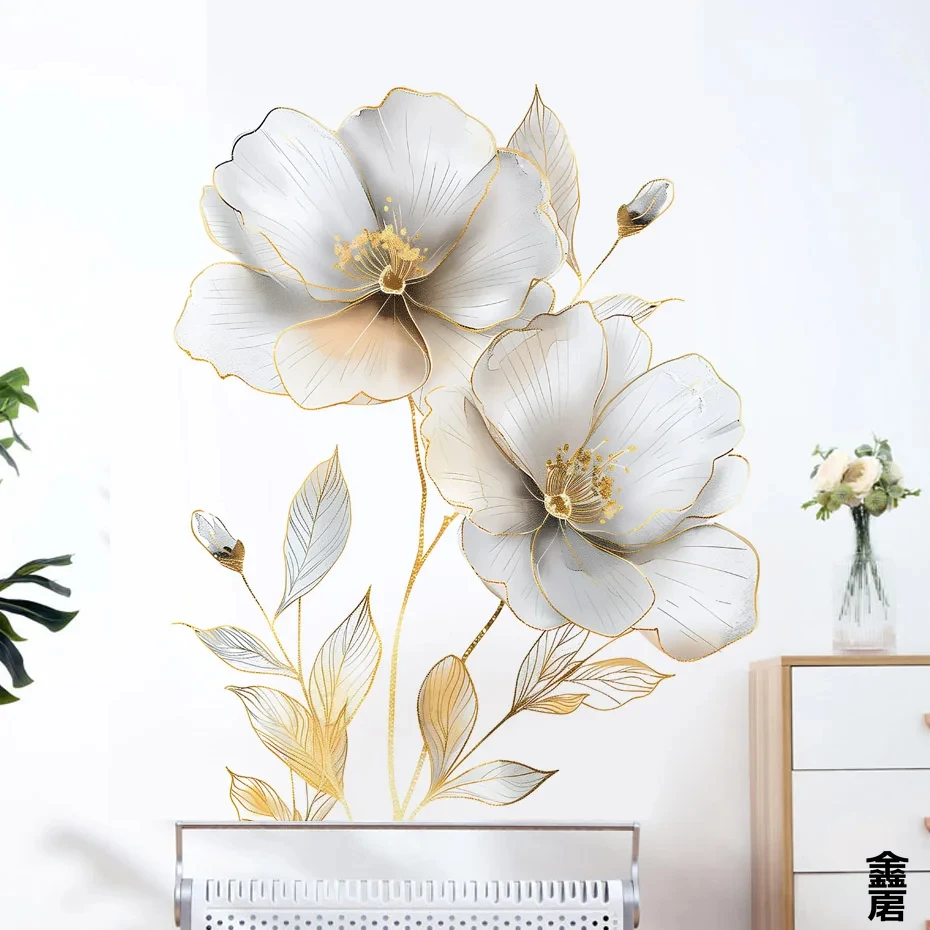 Beautiful Flower Wall Sticker For Living Room Background Decor Decals Bedroom Beautify Home Decoration Self-adhesive Wallpaper