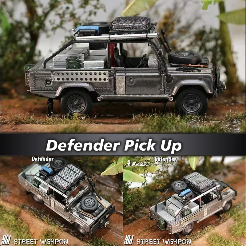 

PreSale SW 1:64 Defender Pick Up Silver Many Attachments Diecast Car Model Collection Miniature Toys Street Weapon