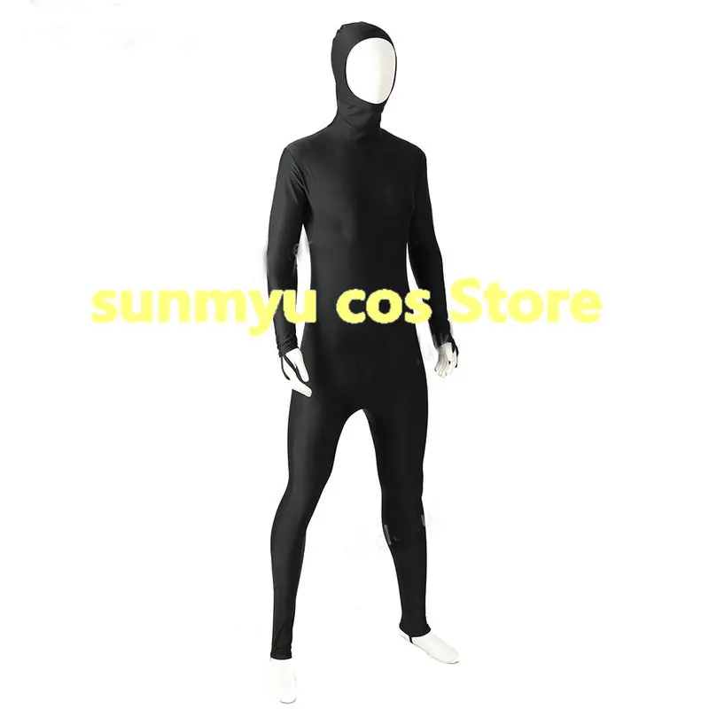 

Черный боди из спандекса с неразъемным капюшоном и открытым лицом, костюм для косплея, индивидуальный размер