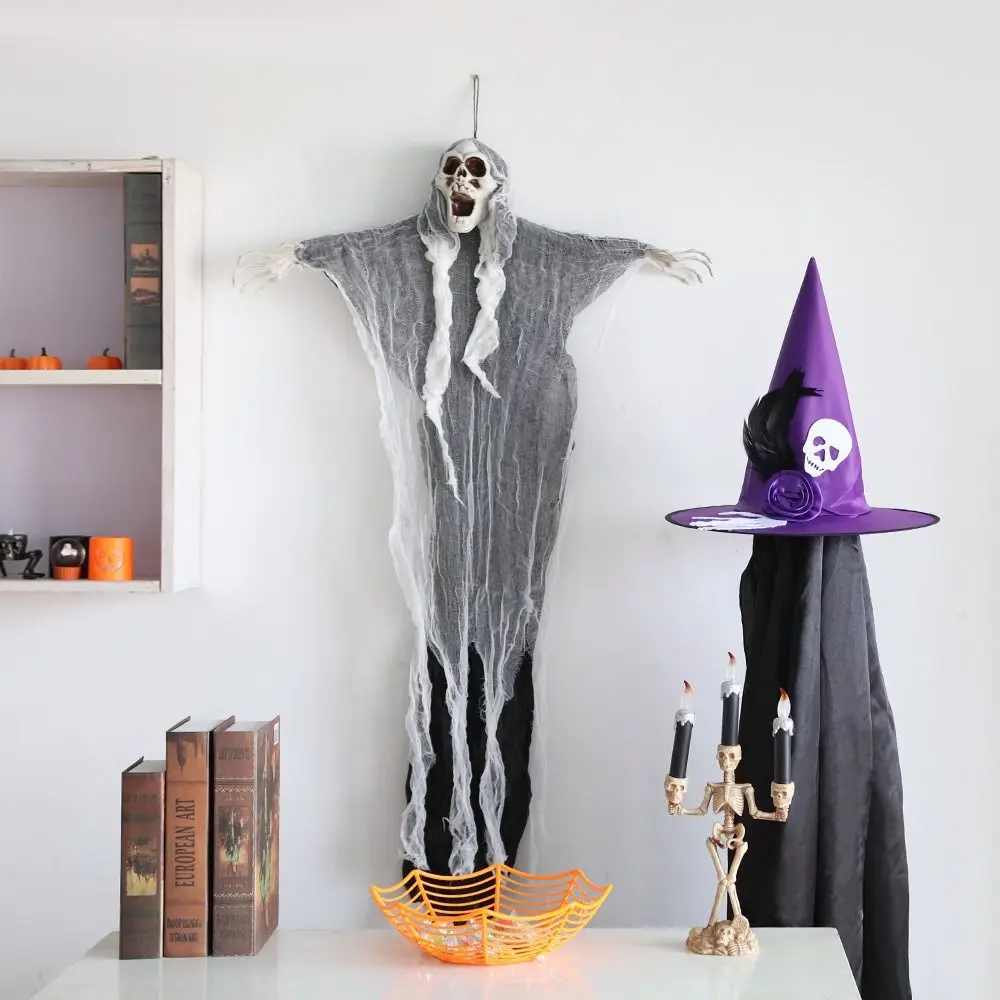 Colorful Halloween Witch Hat Cosplay Costume Props Skull Pattern Children Wizard Cap Party Props Halloween Cosplay Accessories