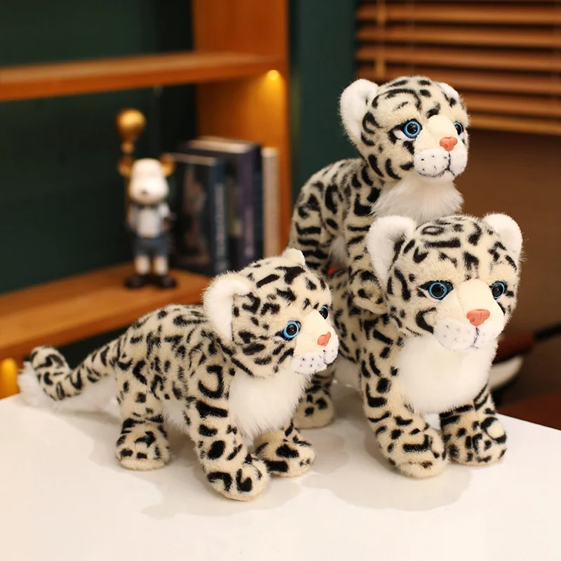 

38/48CM Simulated Little Snow Leopard Plush Toys Stuffed Wild Animal Doll Desktop Pets Xmas Gift