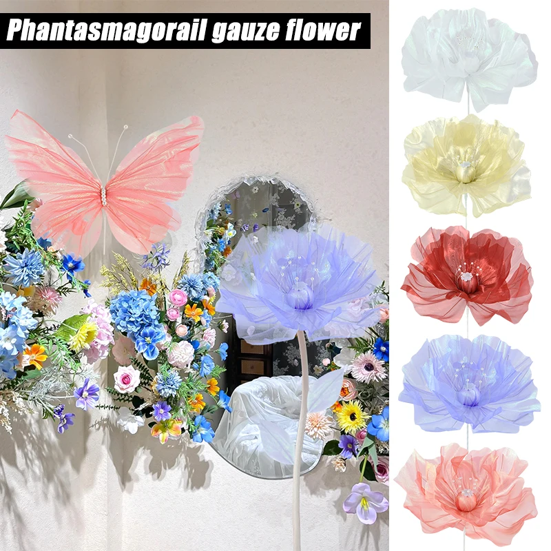 

50cm Colorful Three-dimensional Giant Silk Flower Butterfly Romantic Wedding Birthday Scene Photography Background Garden Decor