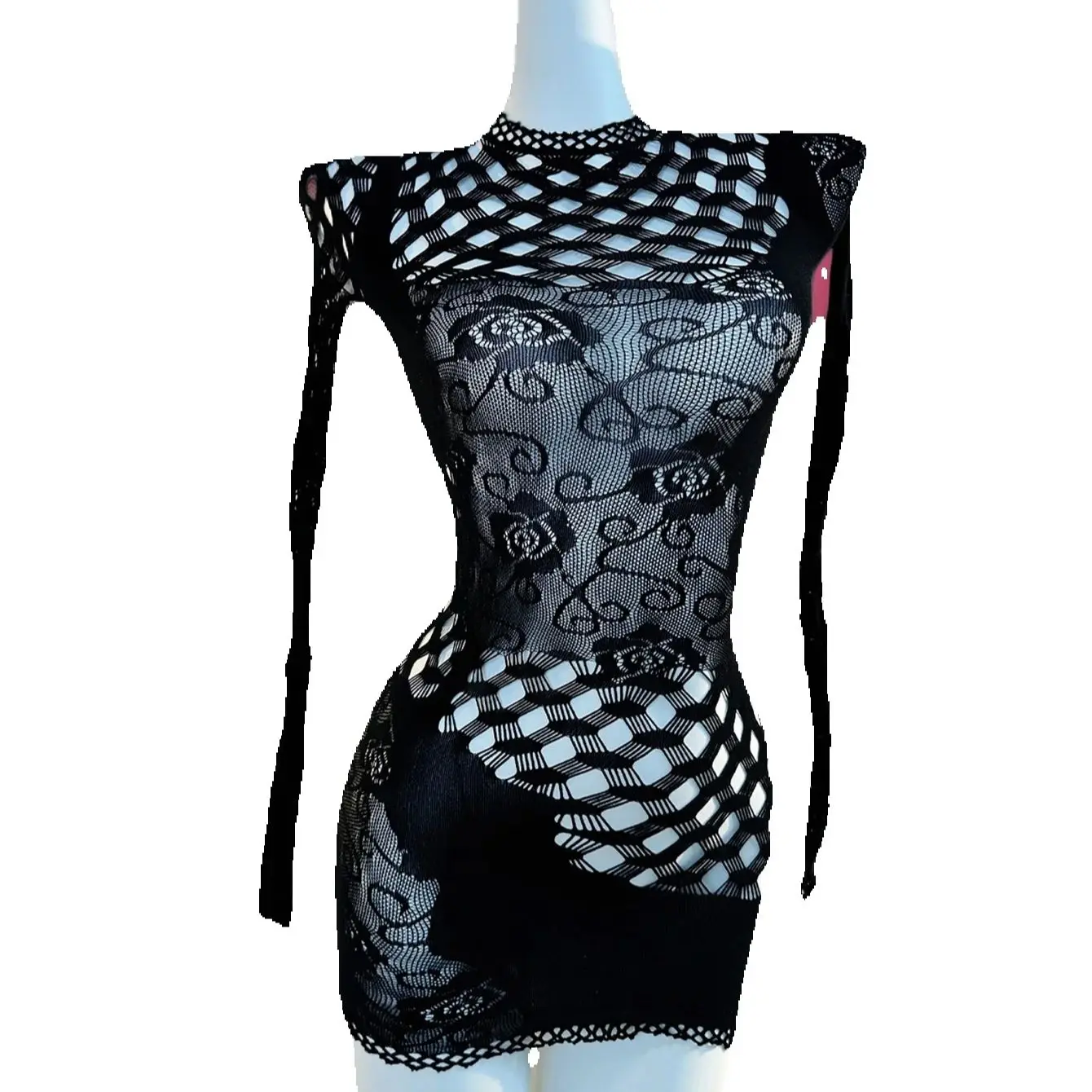 1PC Donne A Rete Coprispalle Senza Bikini Lingerie Sexy Vedere Attraverso Scava Fuori Vestito Aderente Manica Lunga Beachwear DS018