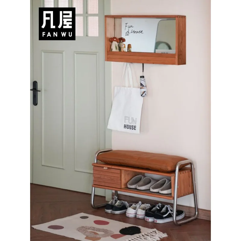 Small apartment corridor shoe stool solid wood home door can sit