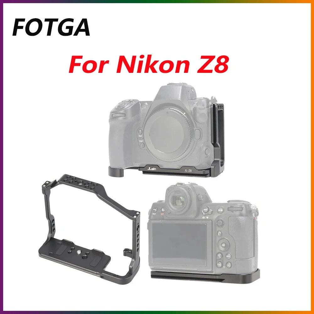 FOTGA L Plate  Camera L-Bracket Plate L-Shape Bracket for Nikon Z8 Camera Quick Realease Base Plate Vlogging Tripod Kit