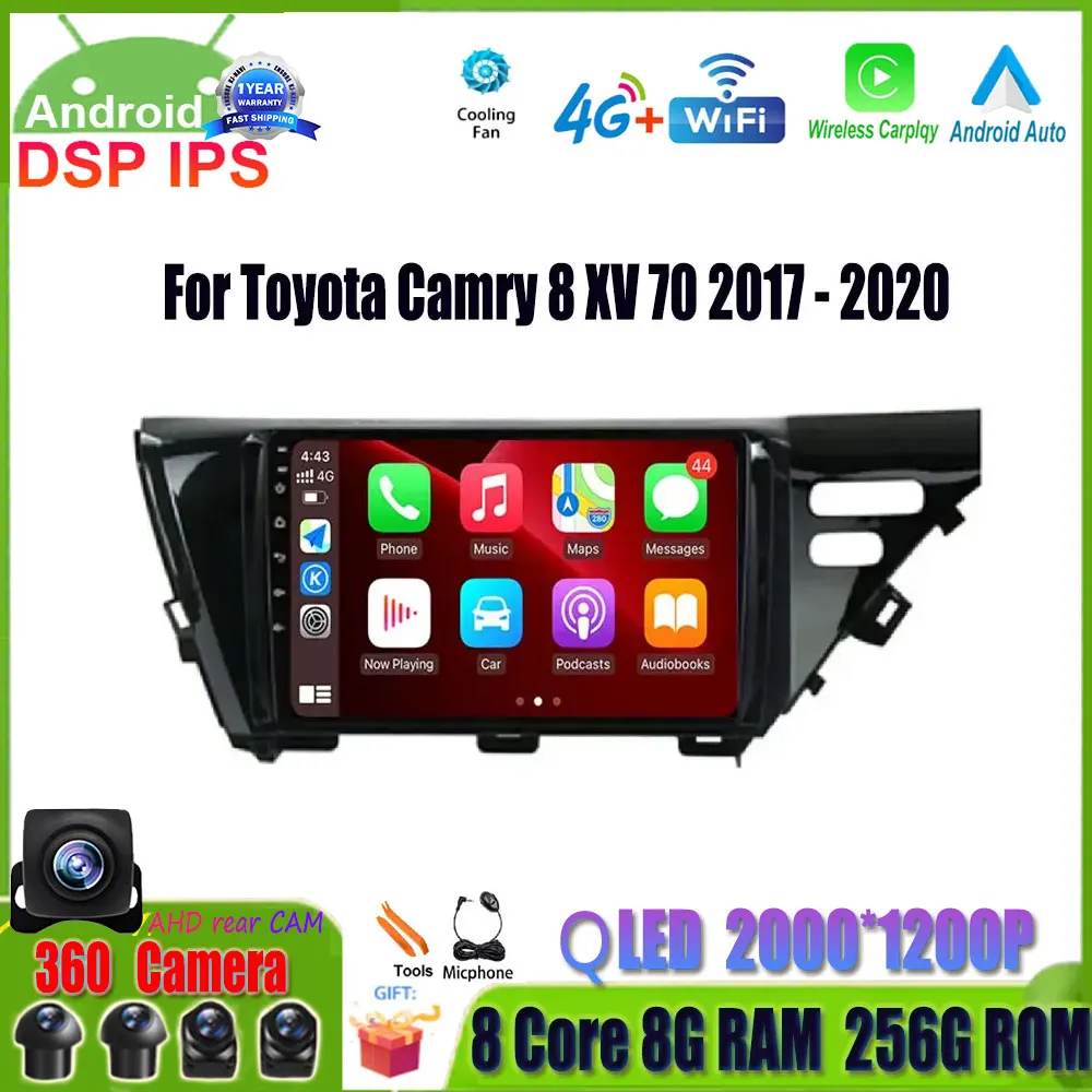 

Android 14 IPS RDS 10'' For Toyota Camry 8 XV 70 2017 - 2020 Car Radio Multimedia Video Player GPS Navigation BT WIFI DSP