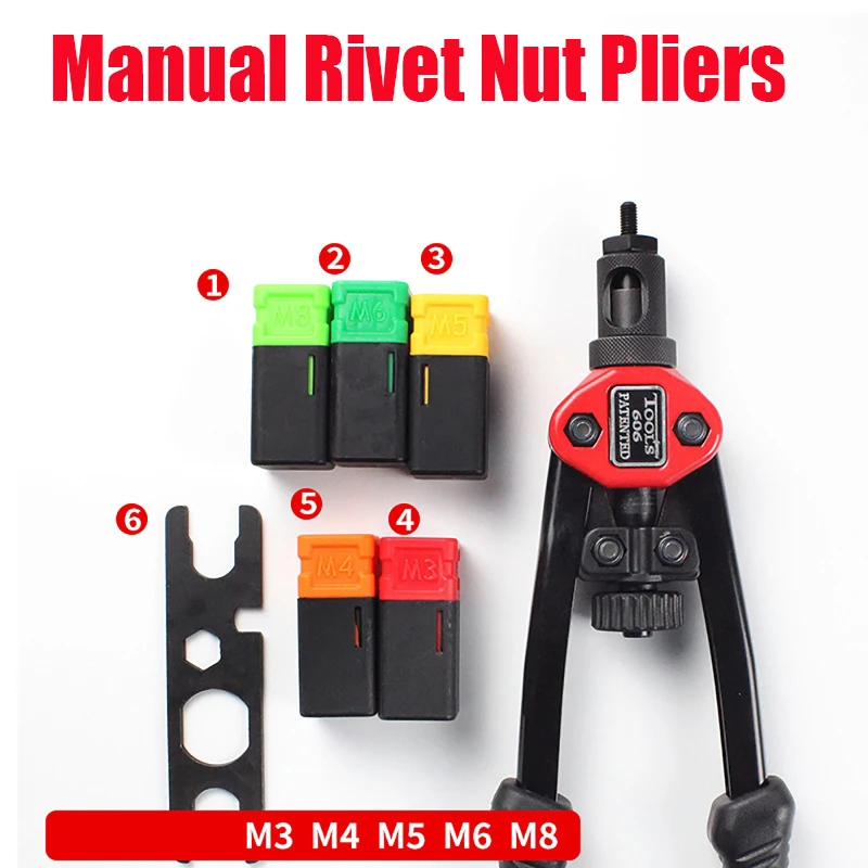 Mão rosqueada rebite porcas armas rebitador da luva porcas rivnut ferramenta para automóvel m3/m4/m5/m6/m8 mão rebitador manual ferramentas de rebite