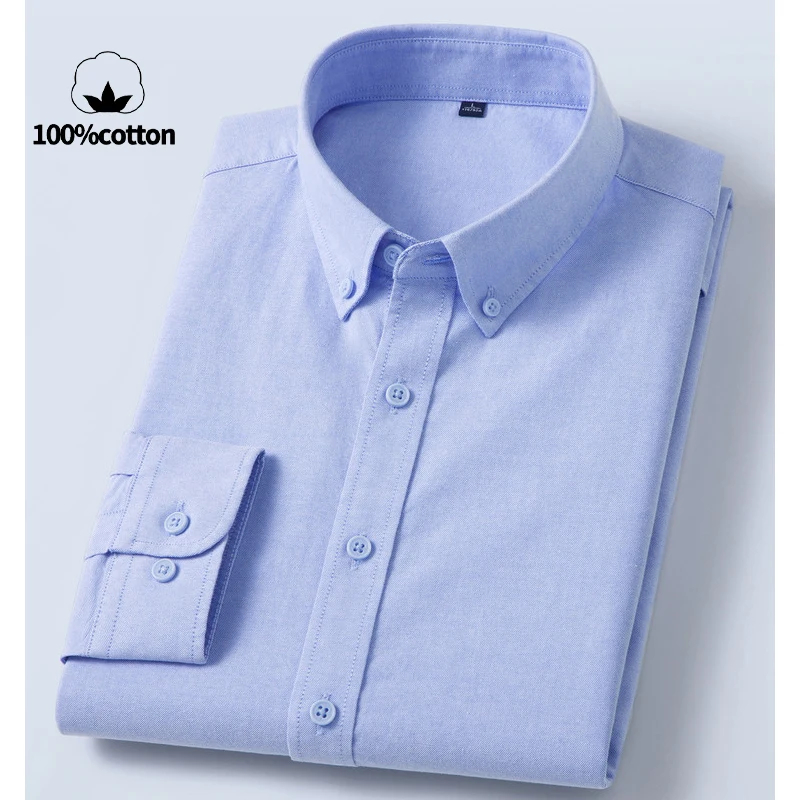 Men's 100% Cotton Oxford Shirt - Breathable Sweat-Wicking Button Down with Slim Fit & Crisp Texture
