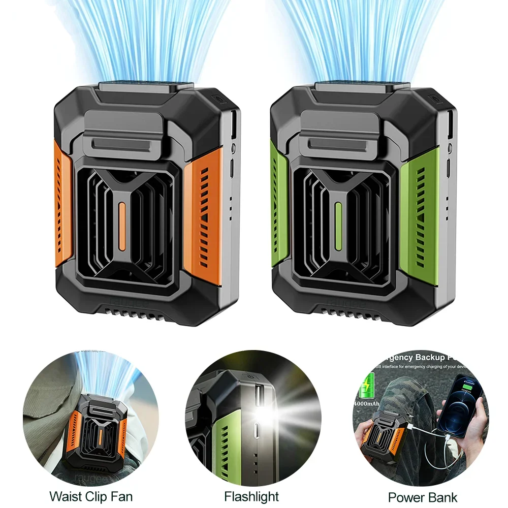 

Waist Clip Fan Portable Mini Hanging Neck Waist Fan USB Rechargeable Small Outdoor Camping Waist Cooler Power Bank LED Light