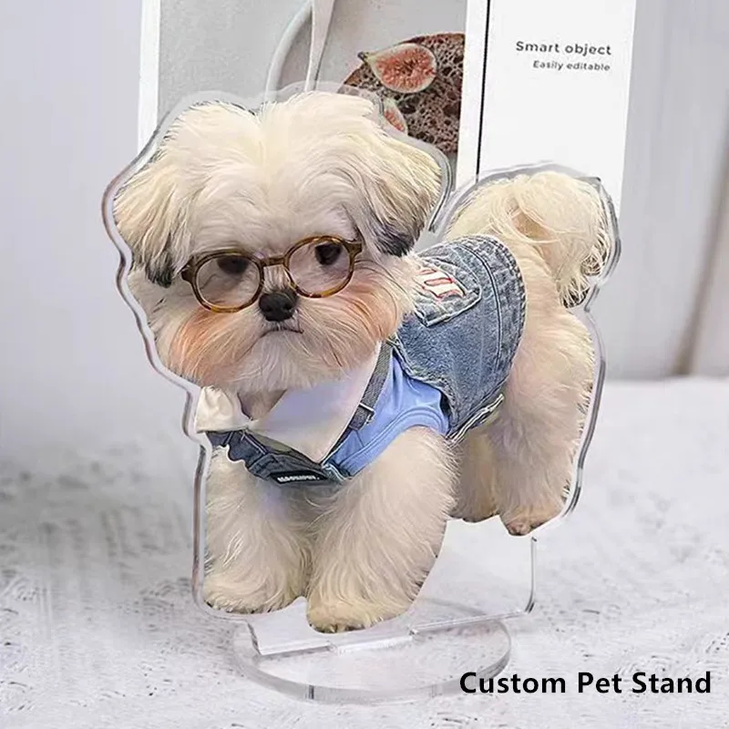 

Customize Cute Pet Acrylic Table Holder Kawaii Dog Cat Photos Desk Bracket Custom Pets Desktop Display Stand Figures Standee