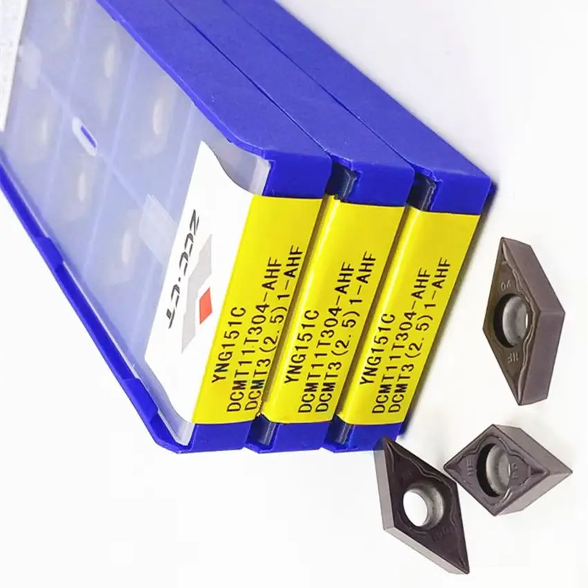 

DCMT11T302-AHF YNG151C/DCMT11T304-AHF YNG151C/DCMT11T308-AHF YNG151C DCMT32.51 DCMT32.52 ZCC.CT CNC carbide inserts 10pcs/box