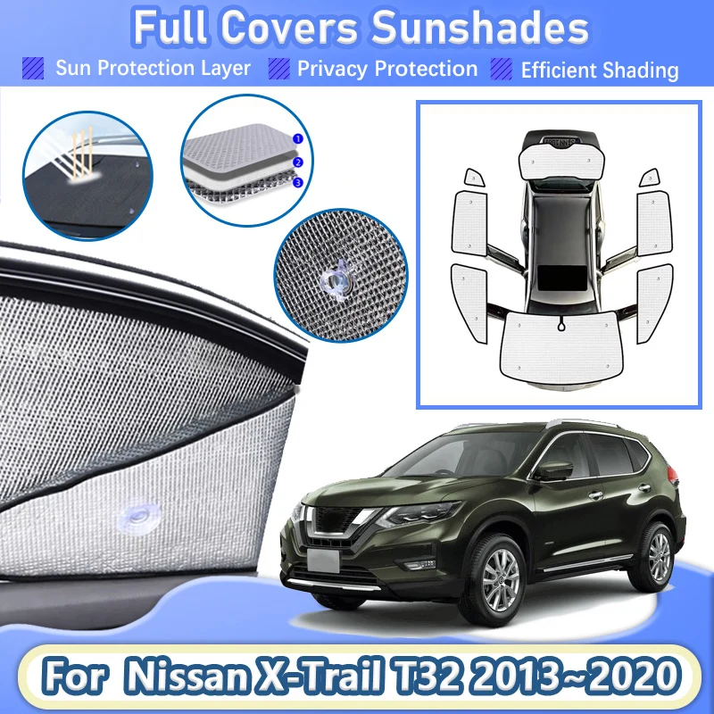 For Nissan X-Trail T32 2013~2020 2016 2017 2018 Car Full Coverage Sunshades Heat insulation Curtain Windshield Car Accessories