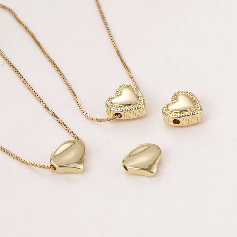 3 Pieces 14k18k Copper Clad Gold Peach Heart Straight Hole Beads Spacer Beads Diy Bracelet Necklace Beads Accessories Materials