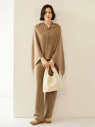 Luxury Women 100% Cashmere Shawl Scarf Autumn Winter Cashmere Knitwear Buttons Grace Wraps Office Lady Cashmere Sweater Tops