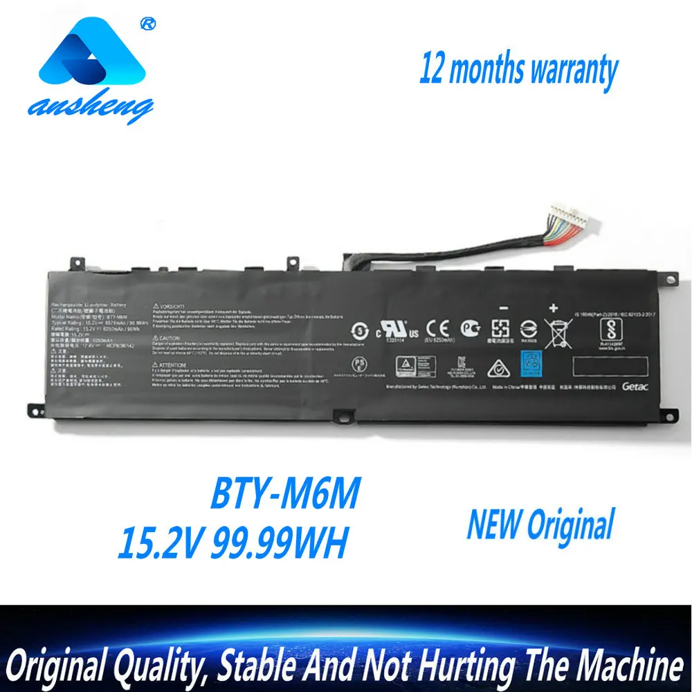 NEW BTY-M6M Laptop Battery For MSI Creator 15 A10SD A10SF GS66 Stealth 10SFS 10SGS 10SE-045 10UG GE66 Raider 10SFS WS66