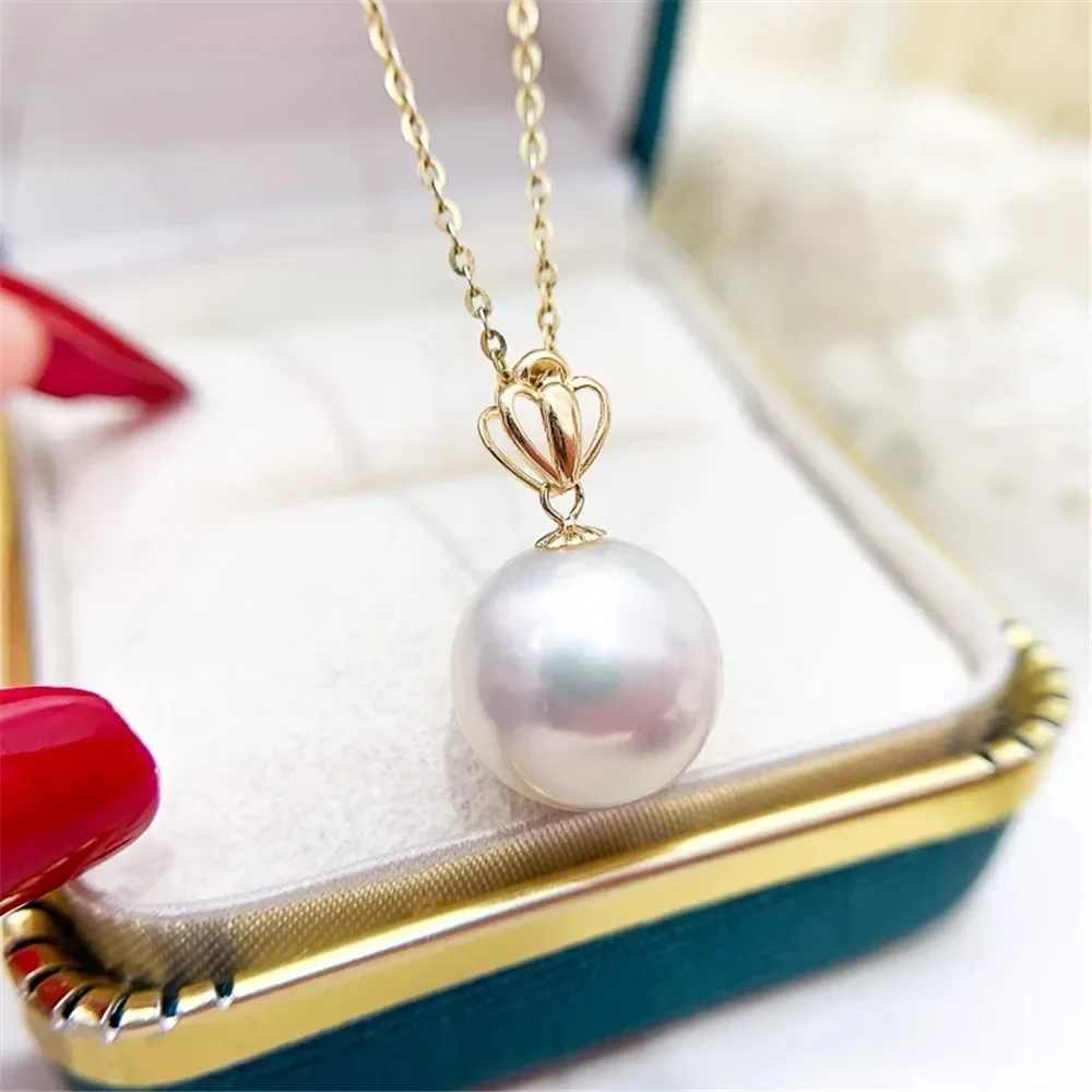 

DIY Pearl Accessories G18K Yellow and White Gold Pendant Empty Holder Fashion Necklace Pendant Holder Fit 9-13mm Round Beads