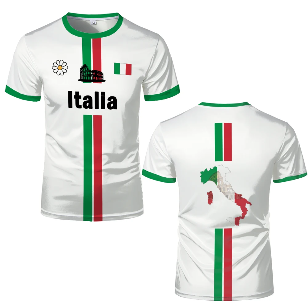 إيطاليا لكرة القدم تي شيرت الصيف الشباب تنفس التجفيف السريع كرة القدم التدريب جيرسي للجنسين العلم الإيطالي المطبوعة القمم الرياضية هدية
