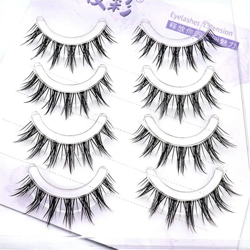 4 คู่ดูธรรมชาติขนตาปลอมไทยแต่งหน้า CLEAR Band Fairy Lashes คอสเพลย์ Wispy Fluffy 3D ขนตาผู้หญิง