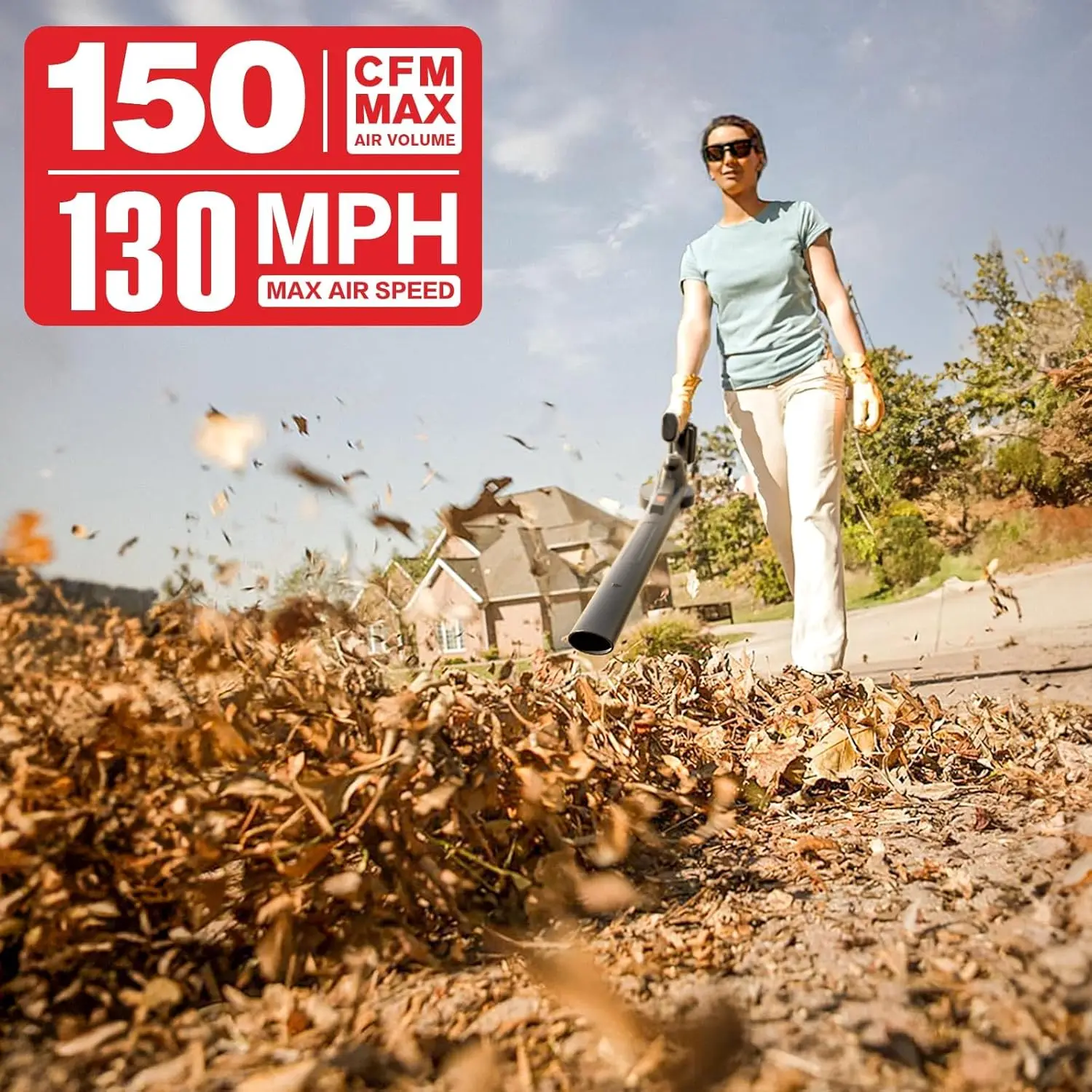 منفاخ أوراق شجر لاسلكي 20 فولت مع بطاريتين وشاحن، خفيف الوزن للعناية بالعشب وتنظيف الفناء