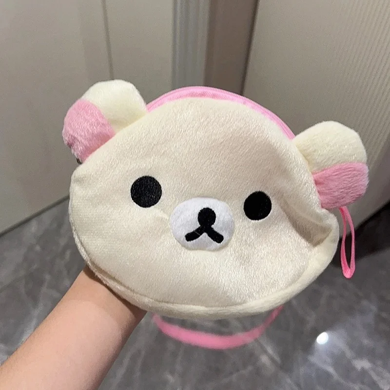 

Kawaii Rilakkuma Korilakkuma Plush Mini Crossbody Bags For Women Kids Cartoon Bear Head Small Messenger Bag Cute Phone Bag