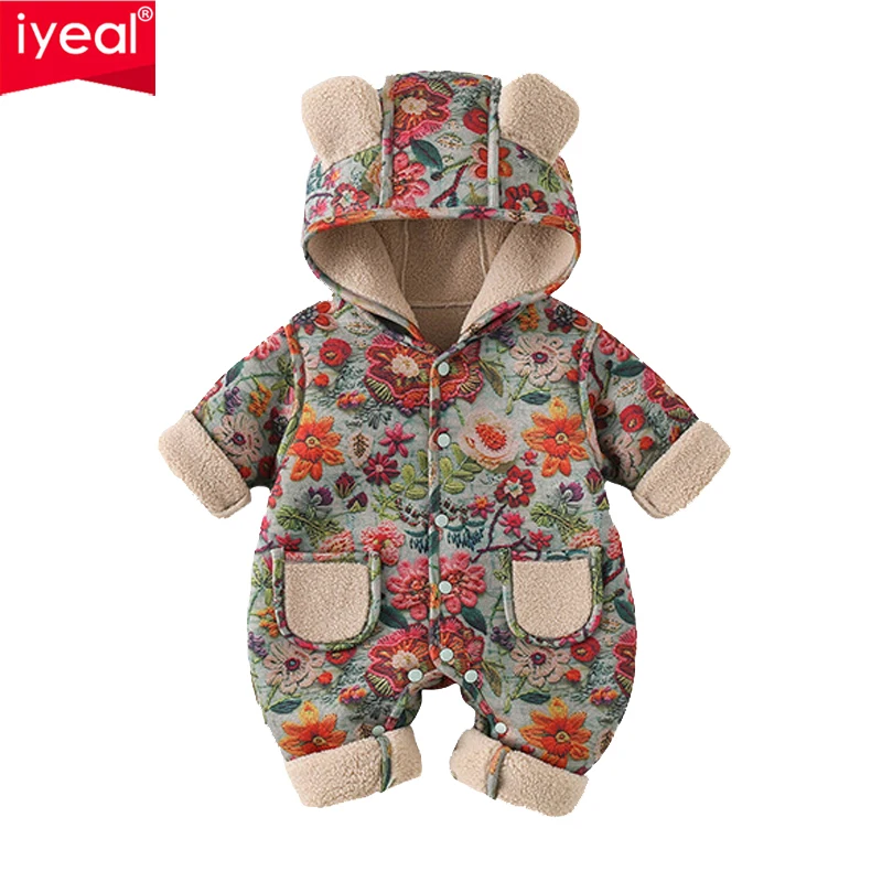 

IYEAL зимний теплый флисовый комбинезон для новорожденных, мягкие теплые флисовые комбинезоны для девочек и мальчиков, одежда, верхняя одежда