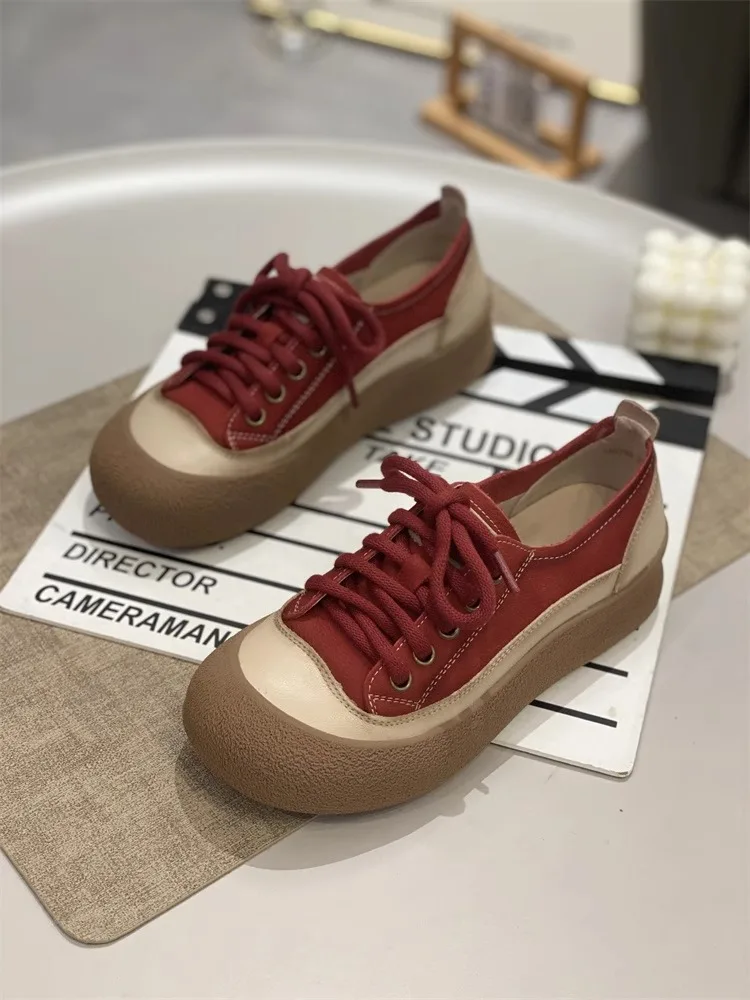 Weiche Lederschuhe mit dicker Sohle, die die Körpergröße optisch erhöhen, vielseitige Canvas-Schuhe, neuer Herbststil, bequeme, weiche Sohlen, Freizeit-Sportschuhe. – Detail 8