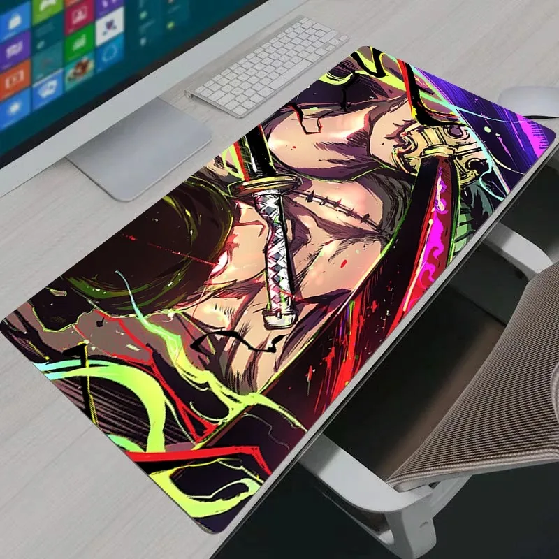 Notebook One Piece Mauspad Zoro Große Tastaturmatte Rutschfester Gummi Computer Teppich Schreibtischmatte PC Gamer MousePad Jugendgeschenke