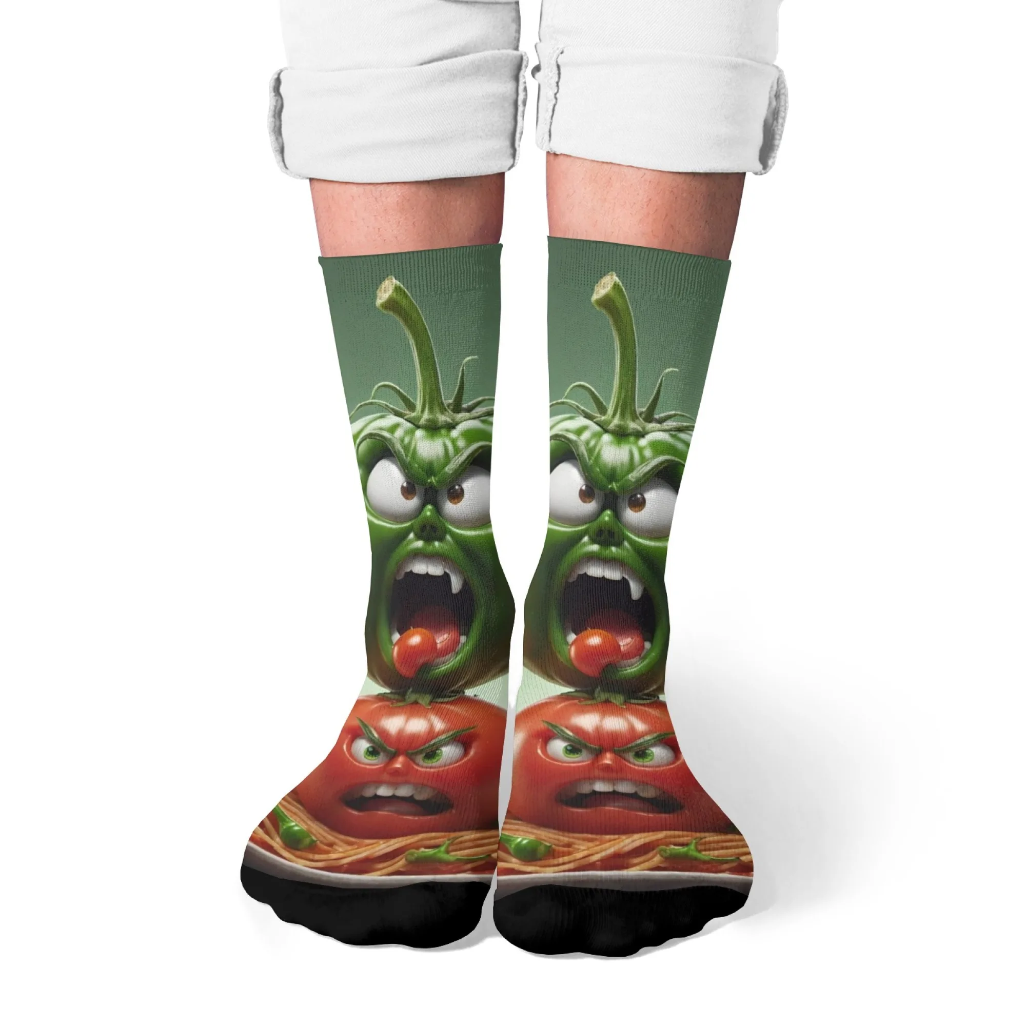 

Мужские носки в стиле Харадзюку с принтом овощей и чили и помидоров в стиле ретро - забавные повседневные носки в уличном стиле, подарок на вечеринку и праздник