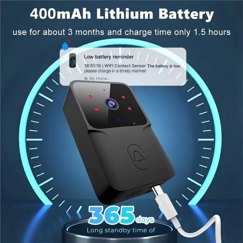 جرس باب يتضمن شاشة عرض فيديو FFYY-HD مع محادثة ثنائية الاتجاه، رؤية ليلية، سهل التركيب، استخدام طويل الأمد، خصوصية محسنة #5