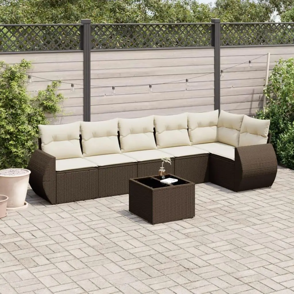 

Cozy Garden Sofa Set in Brown and Cream White Comfortable Outdoor Furniture for Patio Balcony and Yard Relaxation