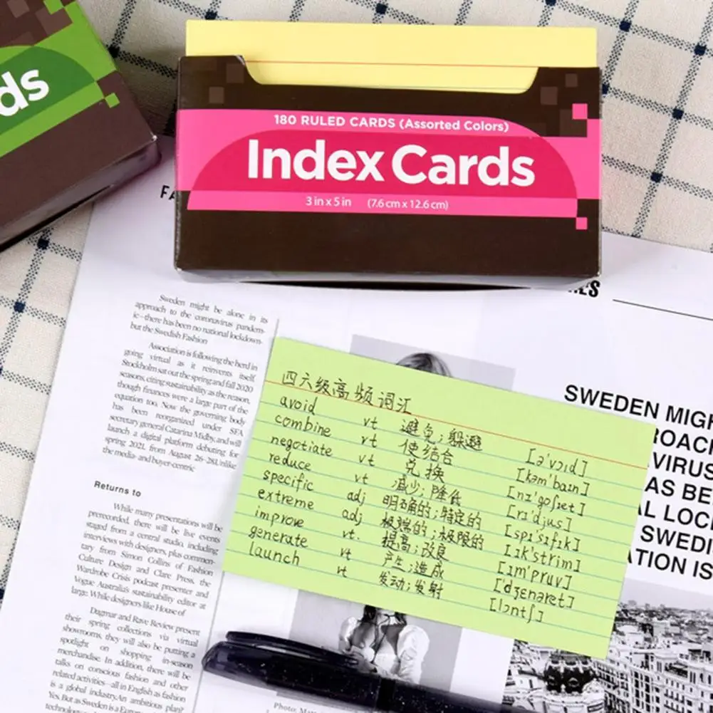 Lightweight 1 Set Great Assorted Color Study Index Card Practical Neon Index Cards Multifunctional for School