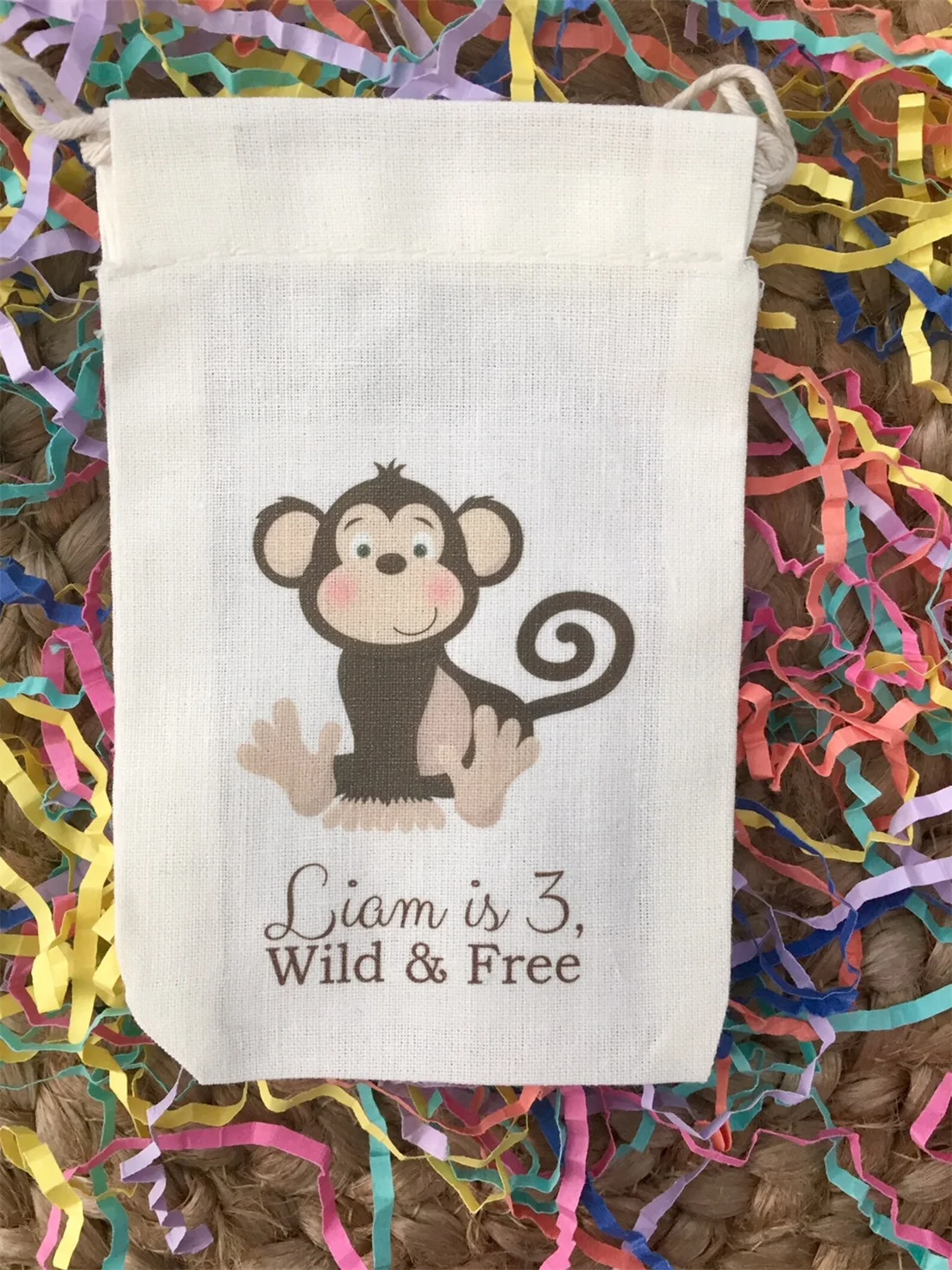 20pcs Personalized Baby Jungle / Safari / Zoo Animal Party Favors - Custom Muslin Cotton Birthday Baby Shower Favor Bags