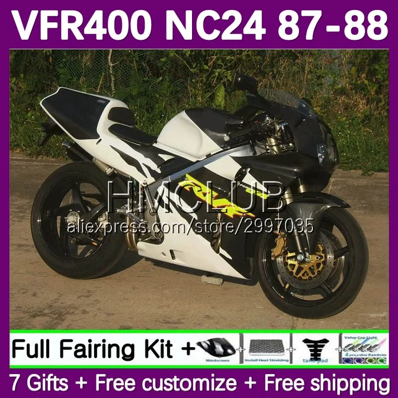 Fairings For HONDA VFR400 R V4 NC24 VFR400RR white black VFR400R 1987 1988 41No.96 RVF400R RVF VFR 400 R RR 400R CC 87 88 Body