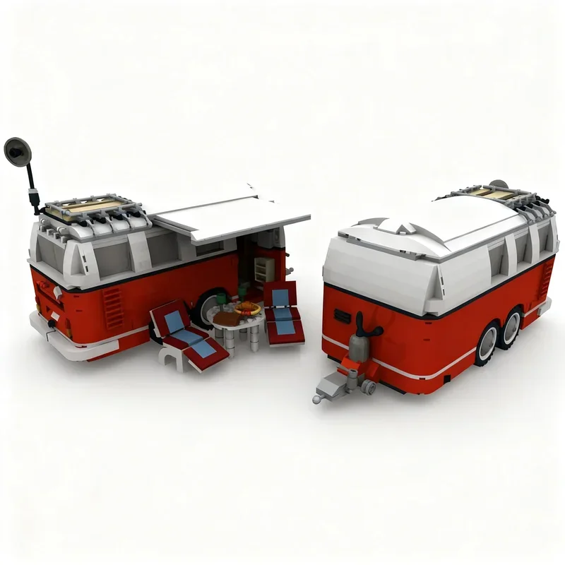 

1455PCS MOC Technology Custom T1 Caravan Trailer 2 Axle Truck Model DIY Creative Ideas Display Assembly Building Blocks Gift Set