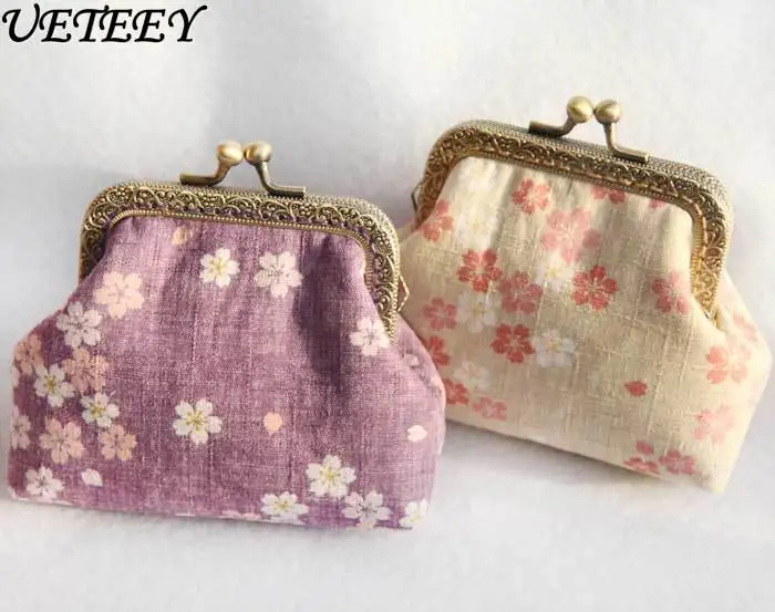 

Handmade Japanese Style Literary Small Fresh Change Storage Bag Sweet and Cute Girl Print Mini Clutch Purse Bag Wallet