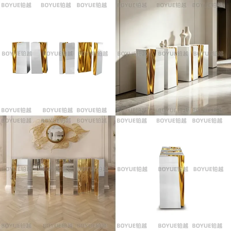 Slim Stainless Steel Entryway Table Modern Luxury Console for Hallway Narrow Sofa Back Decorative Accent Furniture Against