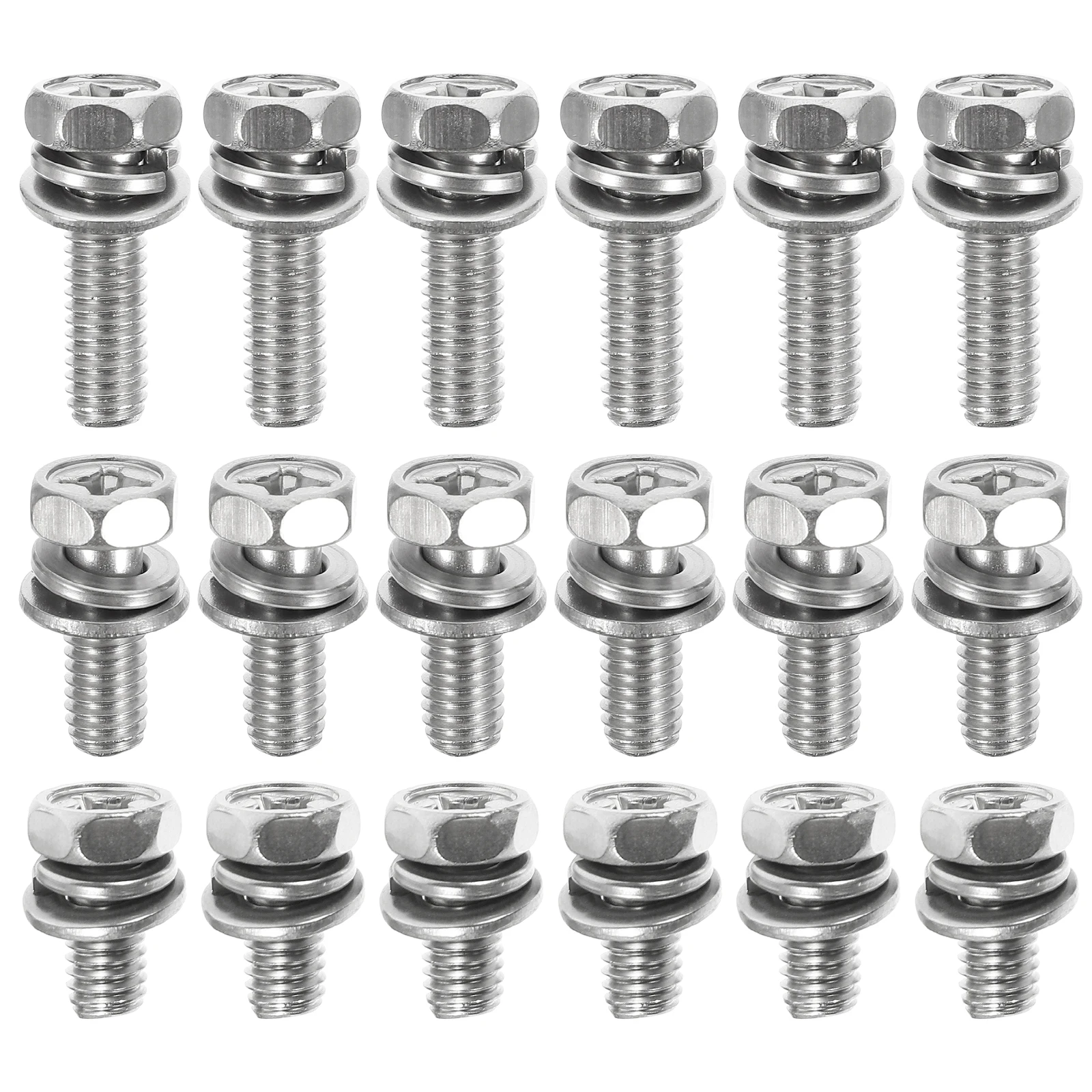 18pcs Motorcycle Bolt Kit Stainless Steel Hexagon Bolts Nuts Washers Screws Terminal Pcs Vibration Resistant Smooth