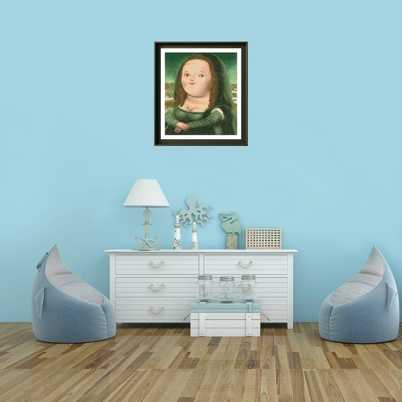 

Забавная Мона Лиза улыбка, посылка для вышивки крестом, 18 карат, 14 карат, 11 карат, комплект белой ткани, вышивка, сделай сам, рукоделие ручной работы