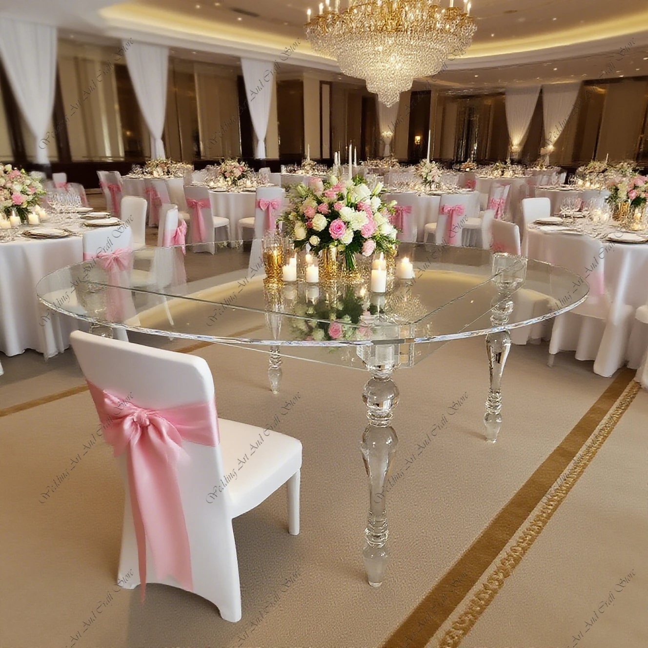 Wedding Furniture Round Table Acrylic Nordic Transparent Acrylic Desk Wedding Banquet Table Dining Table ivy20