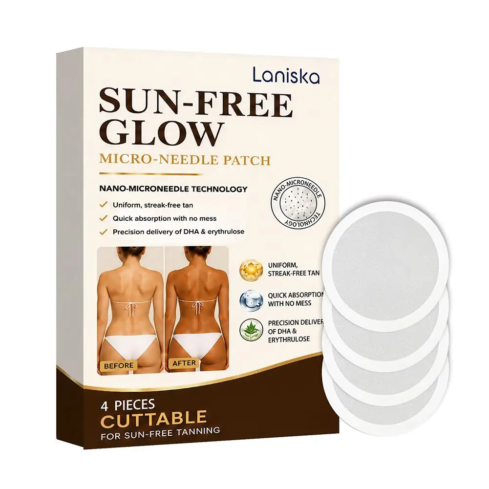 4PCS Laniska Sun-Free Glow Micro-Needle Tanning Patches, Streak-Free DHA Tan Patches for Natural, Uniform All-Body Glow