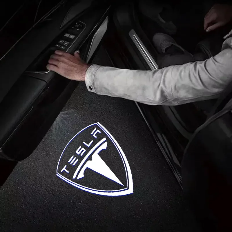 2 قطعة باب السيارة مصابيح جهاز عرض ترحيب أضواء اكسسوارات ل تسلا نموذج 3 S X Y Cybertruck رودستر SpaceX #3