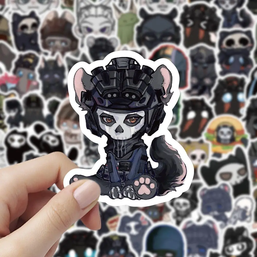 100 piezas/set de pegatinas de figura táctica de gato con orejas, accesorio decorativo para álbumes de recortes y manualidades, pegatinas de dibujos animados Chibi para equipaje y vasos.
