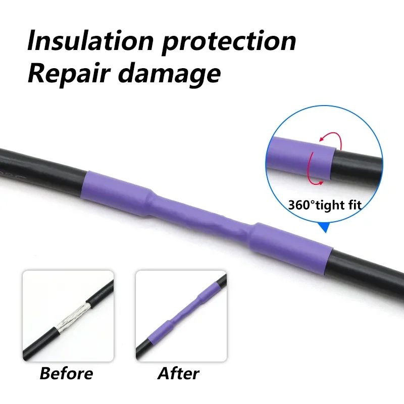 1-10M 2:1 Purple Heat Shrink Tubing Dia 1mm ~ 50mm DIY Connector Repair Wrap Wire Polyolefin Insulation Protector Cable Sleeving