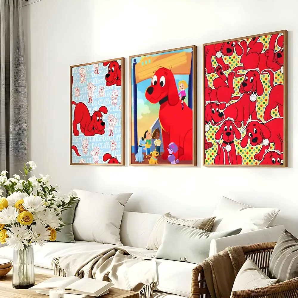 Cartoon C-Clifford T-The B-Big R-Red D-Dog Poster HD Home Decor Sticky Wall Waterproof Home Living Room Bar Aesthetic Decor - view 2